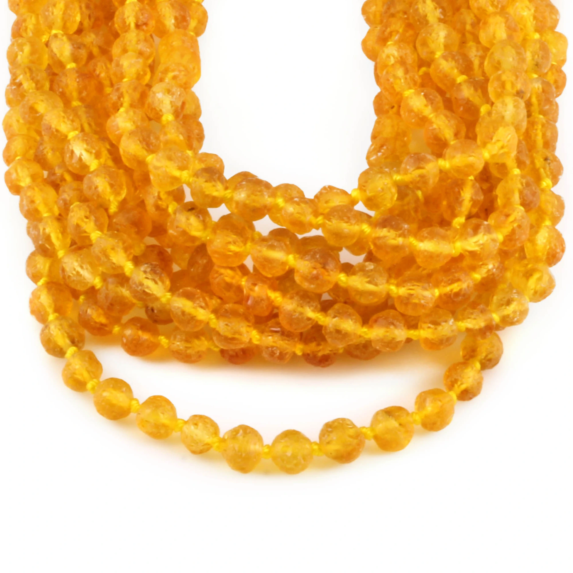 Baltic Amber Baby Teething Necklace Baroque Yellow Raw Finish - Wholesale Lot of 10pcs - 32cm / 12.6in - XB54Y-RAW