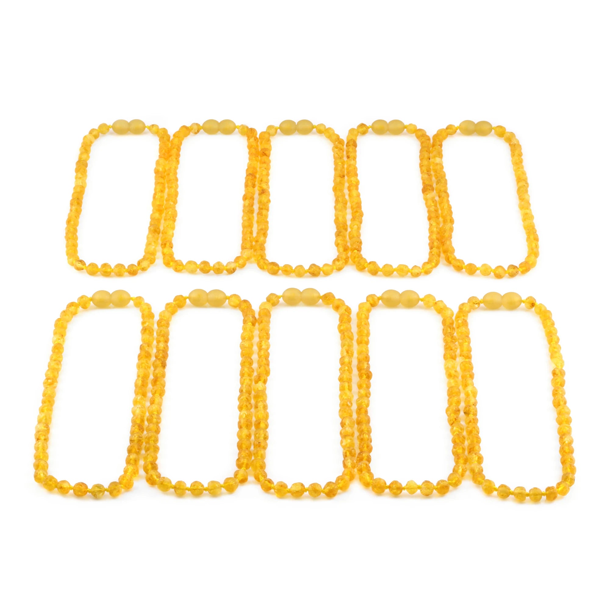 Baltic Amber Baby Teething Necklace Baroque Yellow Raw Finish - Wholesale Lot of 10pcs - 32cm / 12.6in - XB54Y-RAW