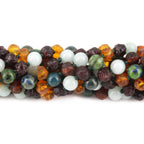Baltic Amber, Peru Amazonite &  Azurite Baby Teething Necklace Baroque Multicolor Raw Finish - Wholesale Lot of 10pcs - 32cm / 12.6in - LE470 V2
