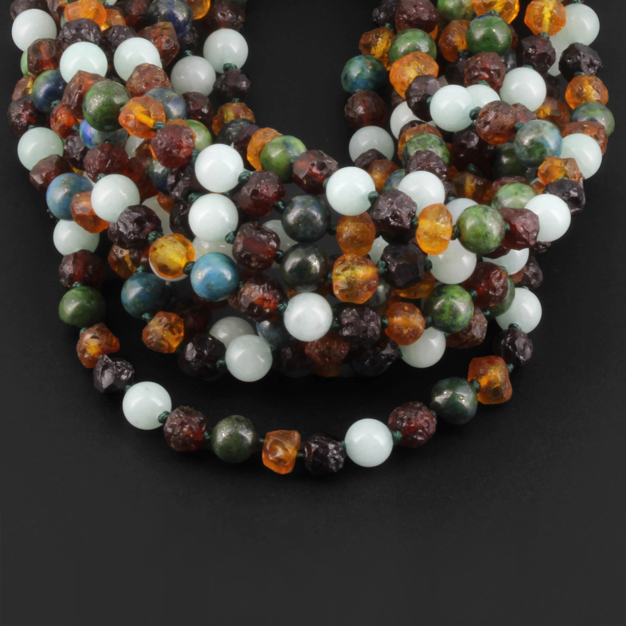 Baltic Amber, Peru Amazonite &  Azurite Baby Teething Necklace Baroque Multicolor Raw Finish - Wholesale Lot of 10pcs - 32cm / 12.6in - LE470 V2
