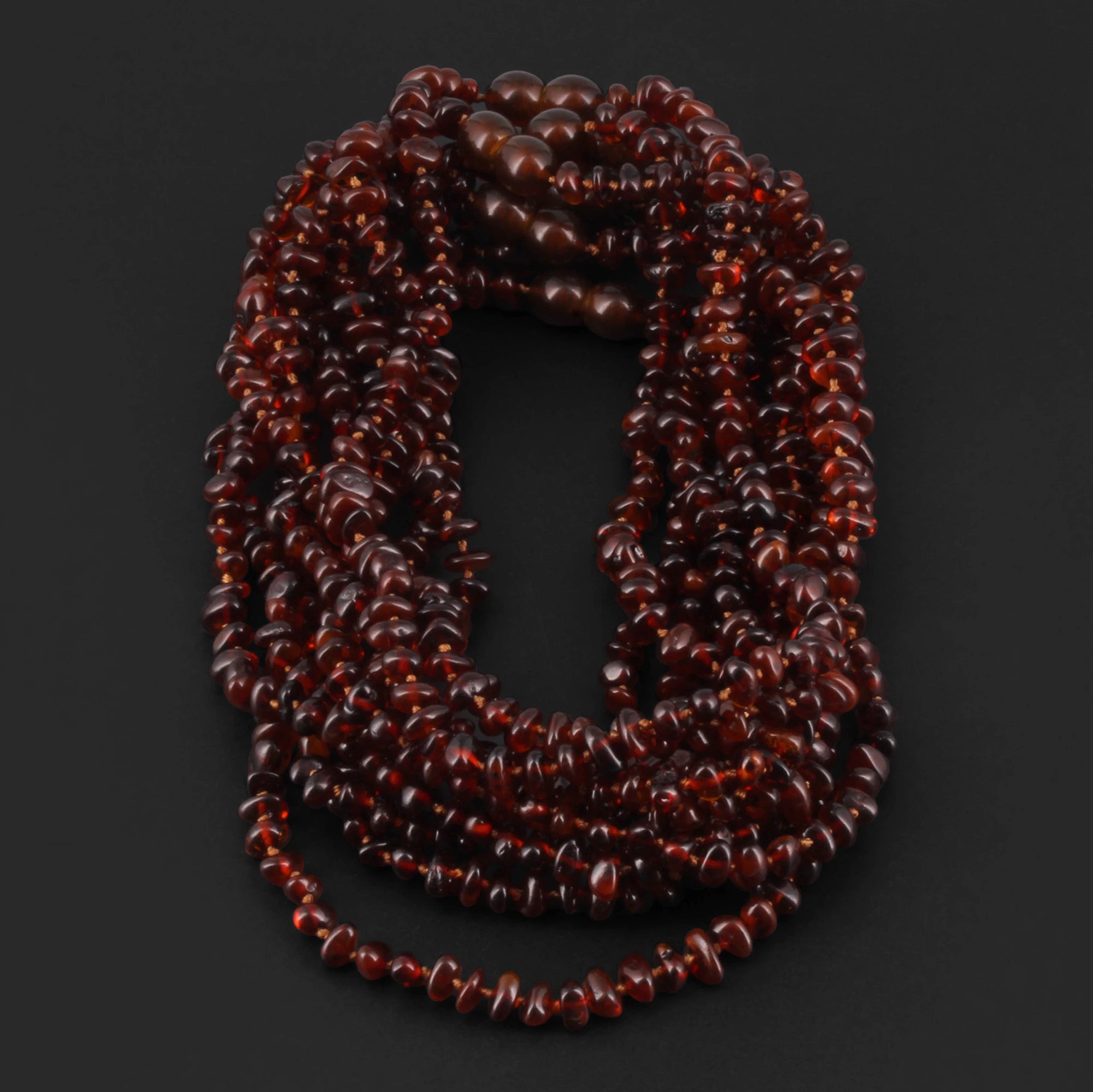 Baltic Amber Baby Teething Necklace Chips Cognac Glossy Finish - Wholesale Lot of 10pcs - 32cm / 12.6in - CH3-A