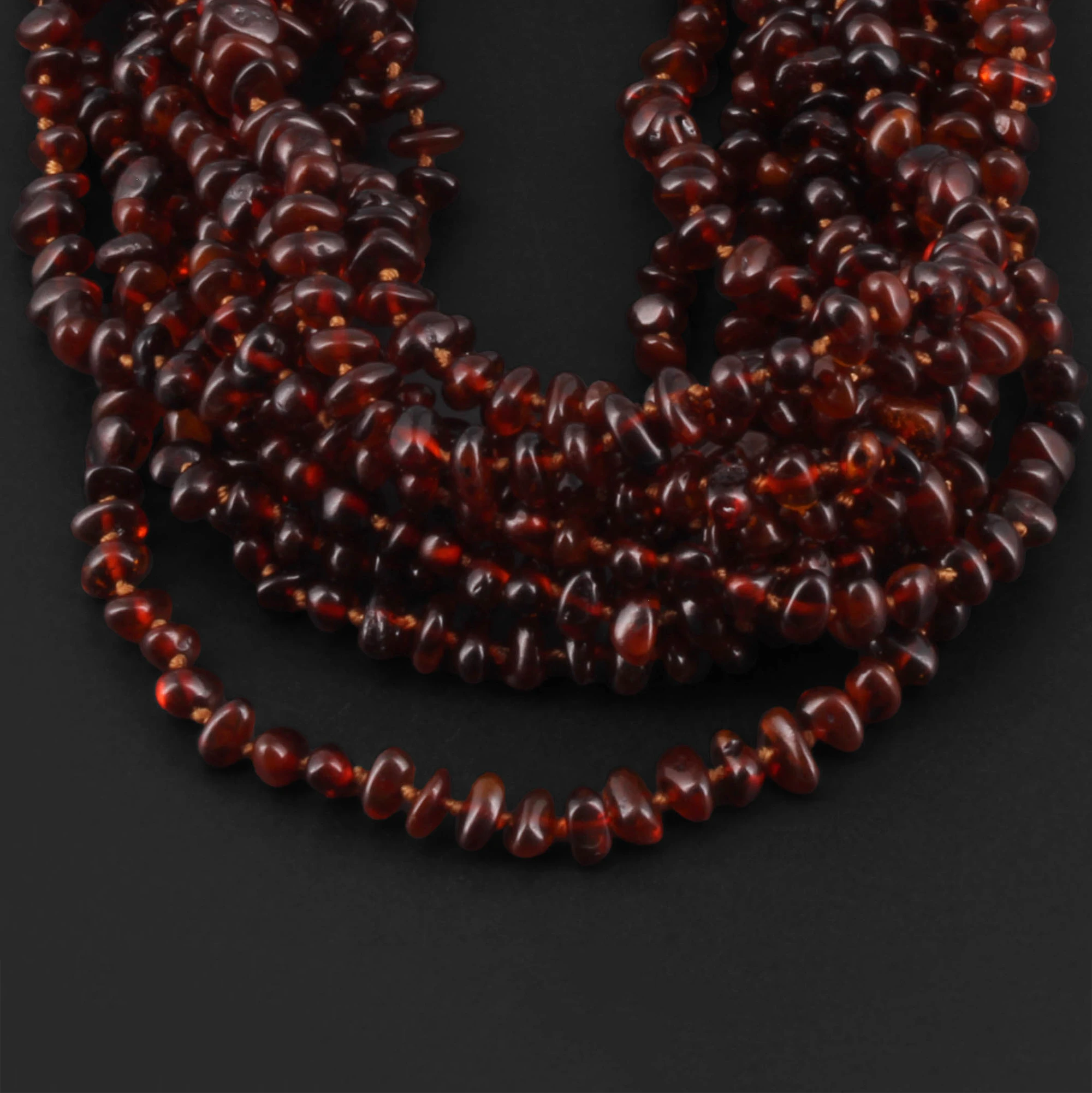 Baltic Amber Baby Teething Necklace Chips Cognac Glossy Finish - Wholesale Lot of 10pcs - 32cm / 12.6in - CH3-A