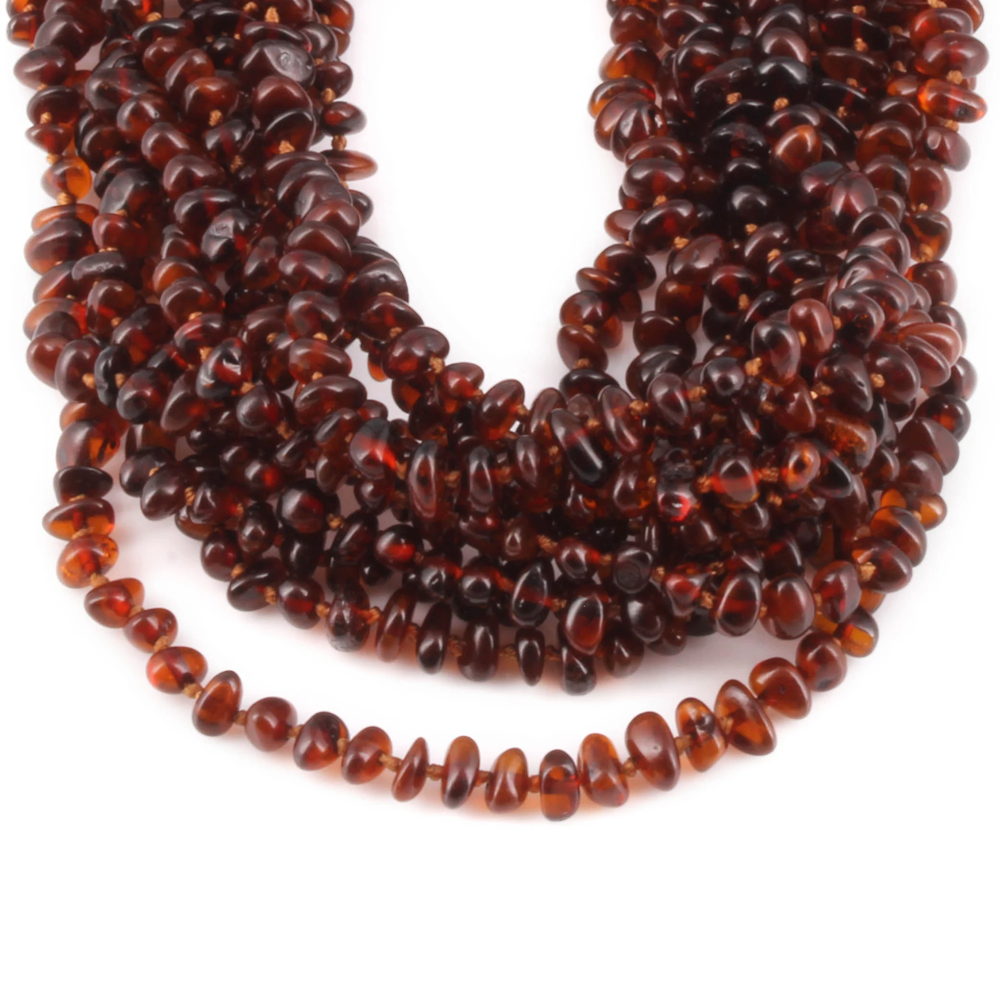 Baltic Amber Baby Teething Necklace Chips Cognac Glossy Finish - Wholesale Lot of 10pcs - 32cm / 12.6in - CH3-A