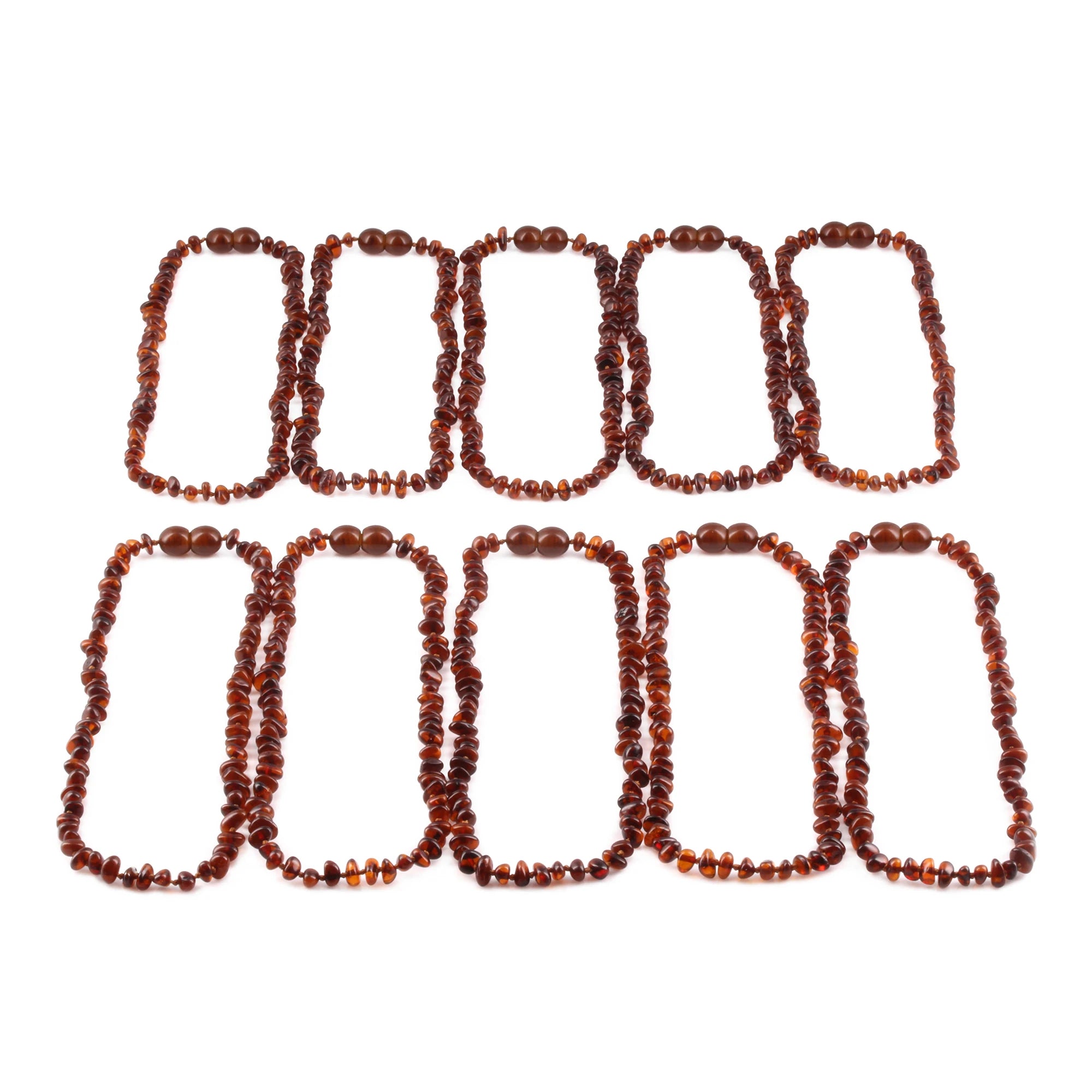Baltic Amber Baby Teething Necklace Chips Cognac Glossy Finish - Wholesale Lot of 10pcs - 32cm / 12.6in - CH3-A