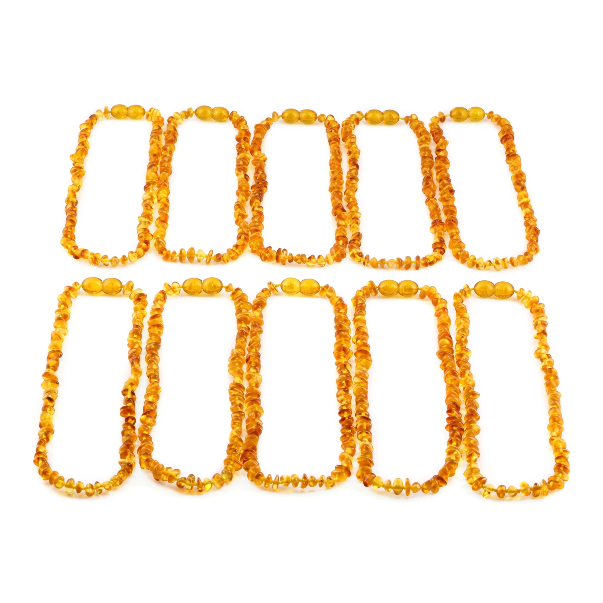 Baltic Amber Baby Teething Necklace Chips Light Cognac Glossy Finish - Wholesale Lot of 10pcs - 32cm / 12.6in - CH7