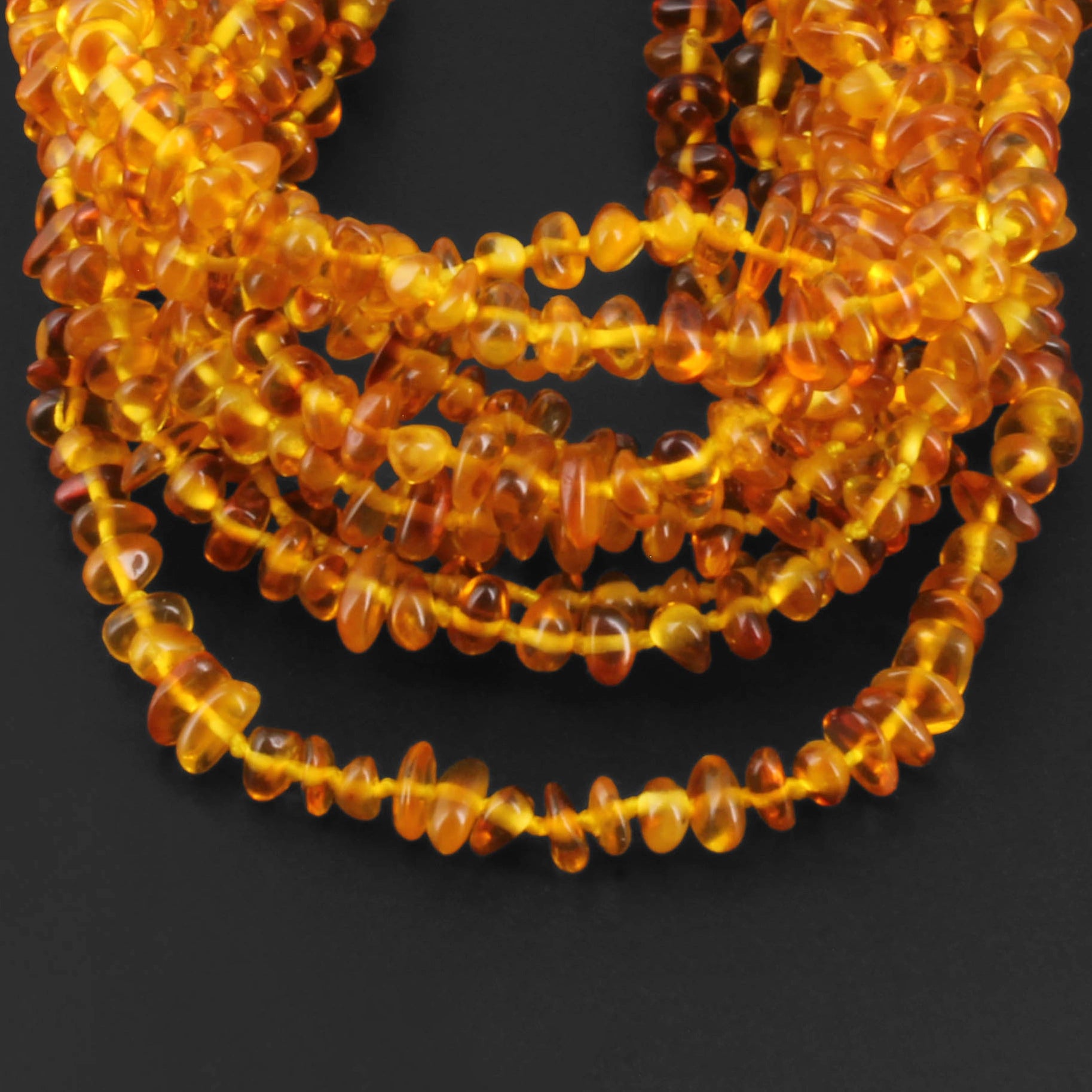 Baltic Amber Baby Teething Necklace Chips Light Cognac Glossy Finish - Wholesale Lot of 10pcs - 32cm / 12.6in - CH7