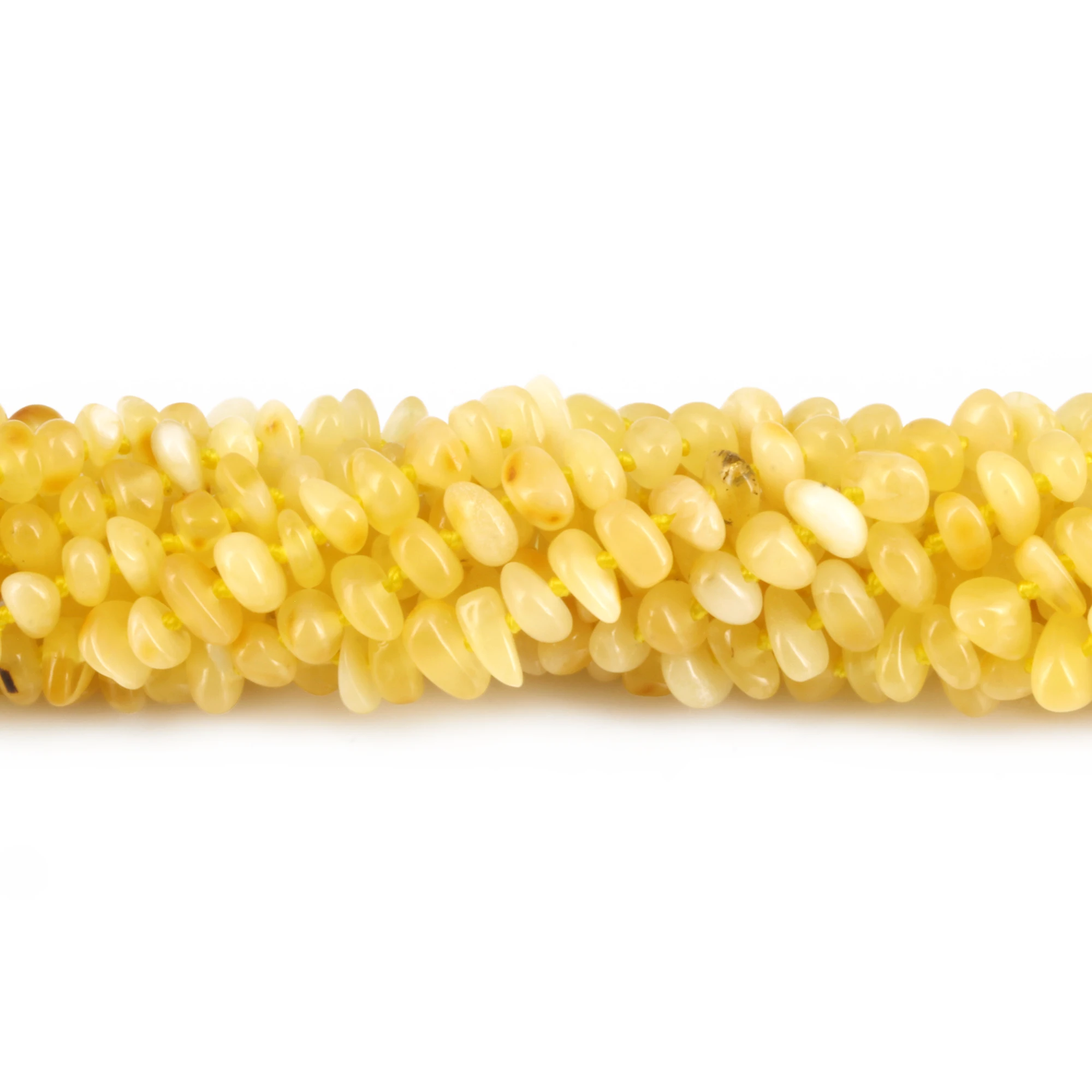 Baltic Amber Baby Teething Necklace Chips Milky Yellow Glossy Finish - Wholesale Lot of 10pcs - 32cm / 12.6in - CH5