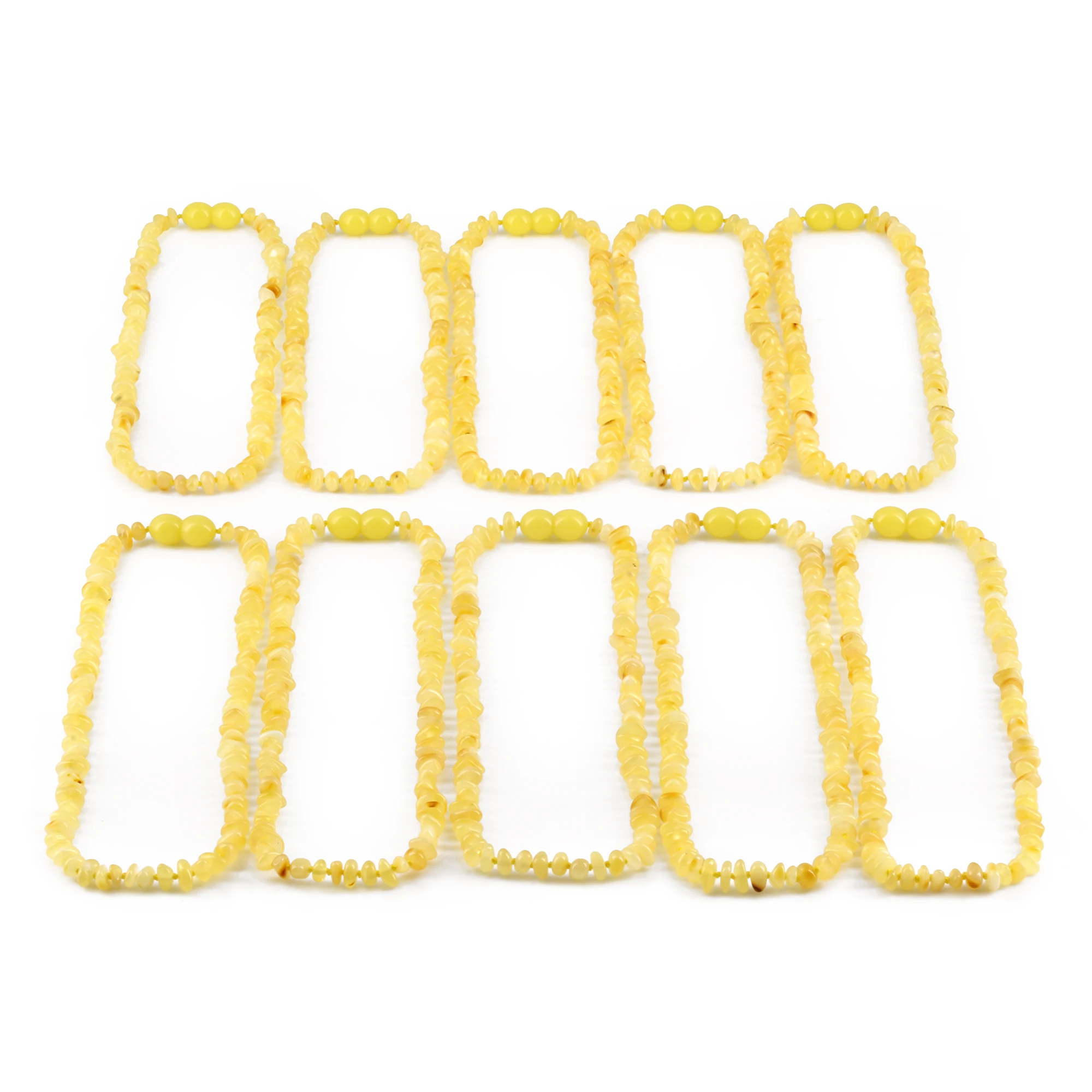 Baltic Amber Baby Teething Necklace Chips Milky Yellow Glossy Finish - Wholesale Lot of 10pcs - 32cm / 12.6in - CH5