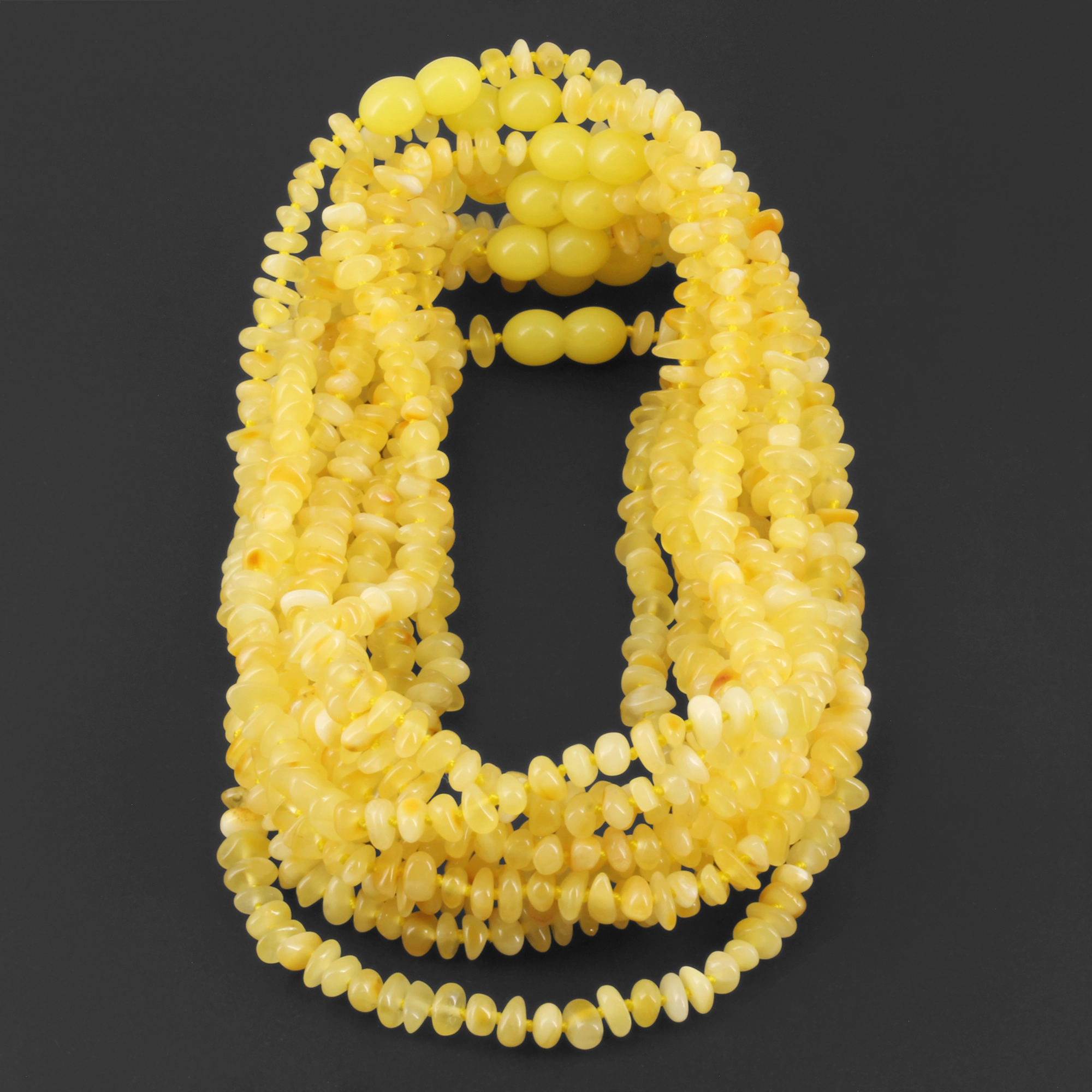 Baltic Amber Baby Teething Necklace Chips Milky Yellow Glossy Finish - Wholesale Lot of 10pcs - 32cm / 12.6in - CH5