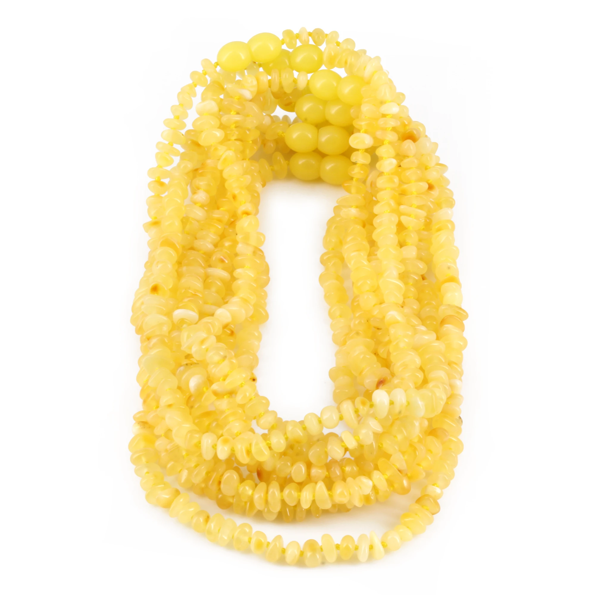 Baltic Amber Baby Teething Necklace Chips Milky Yellow Glossy Finish - Wholesale Lot of 10pcs - 32cm / 12.6in - CH5