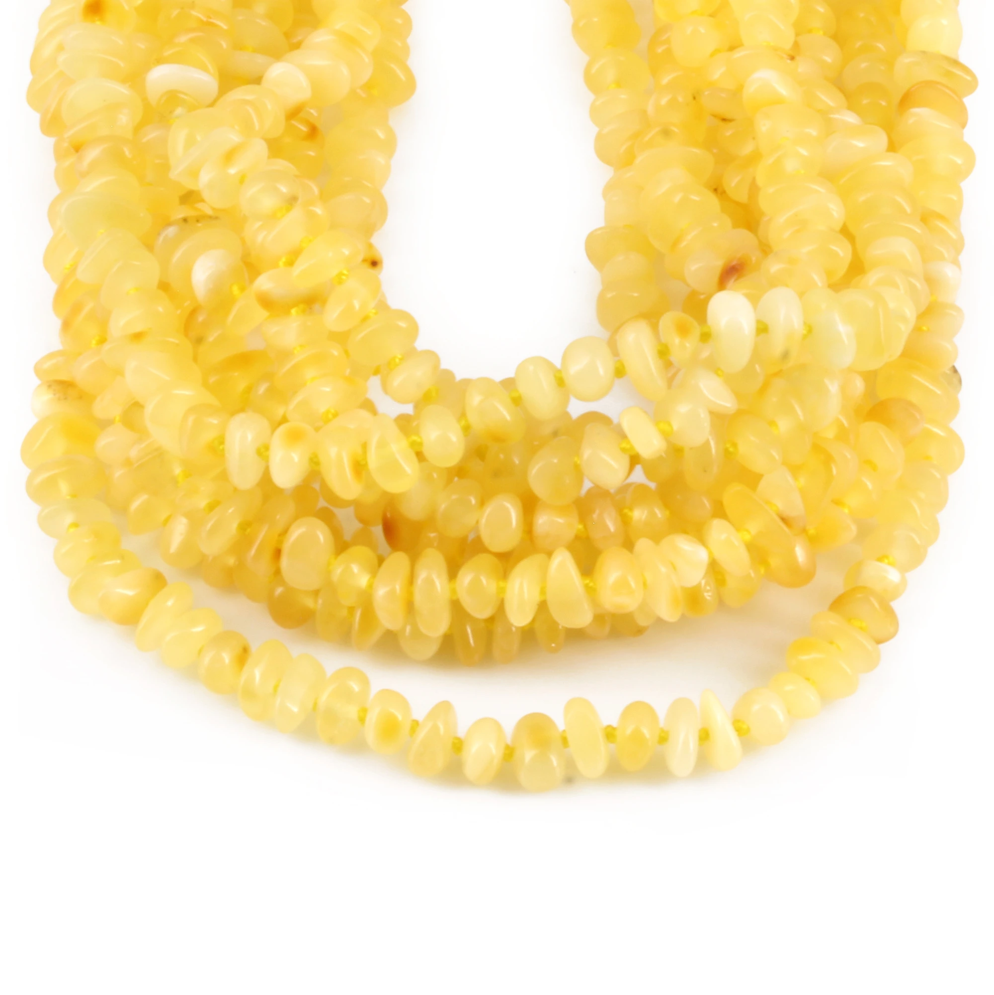 Baltic Amber Baby Teething Necklace Chips Milky Yellow Glossy Finish - Wholesale Lot of 10pcs - 32cm / 12.6in - CH5
