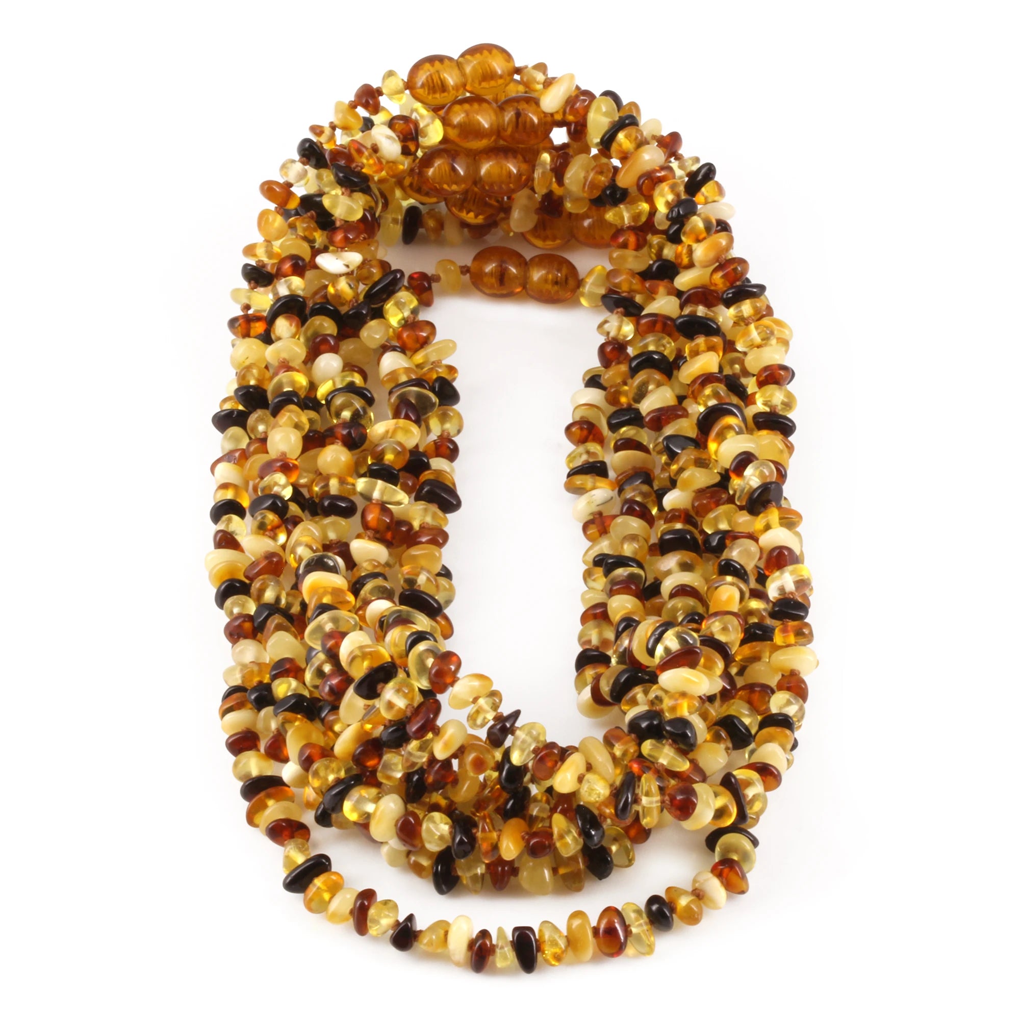 Baltic Amber Baby Teething Necklace Chips Multicolor Glossy Finish - Wholesale Lot of 10pcs - 32cm / 12.6in - CH1