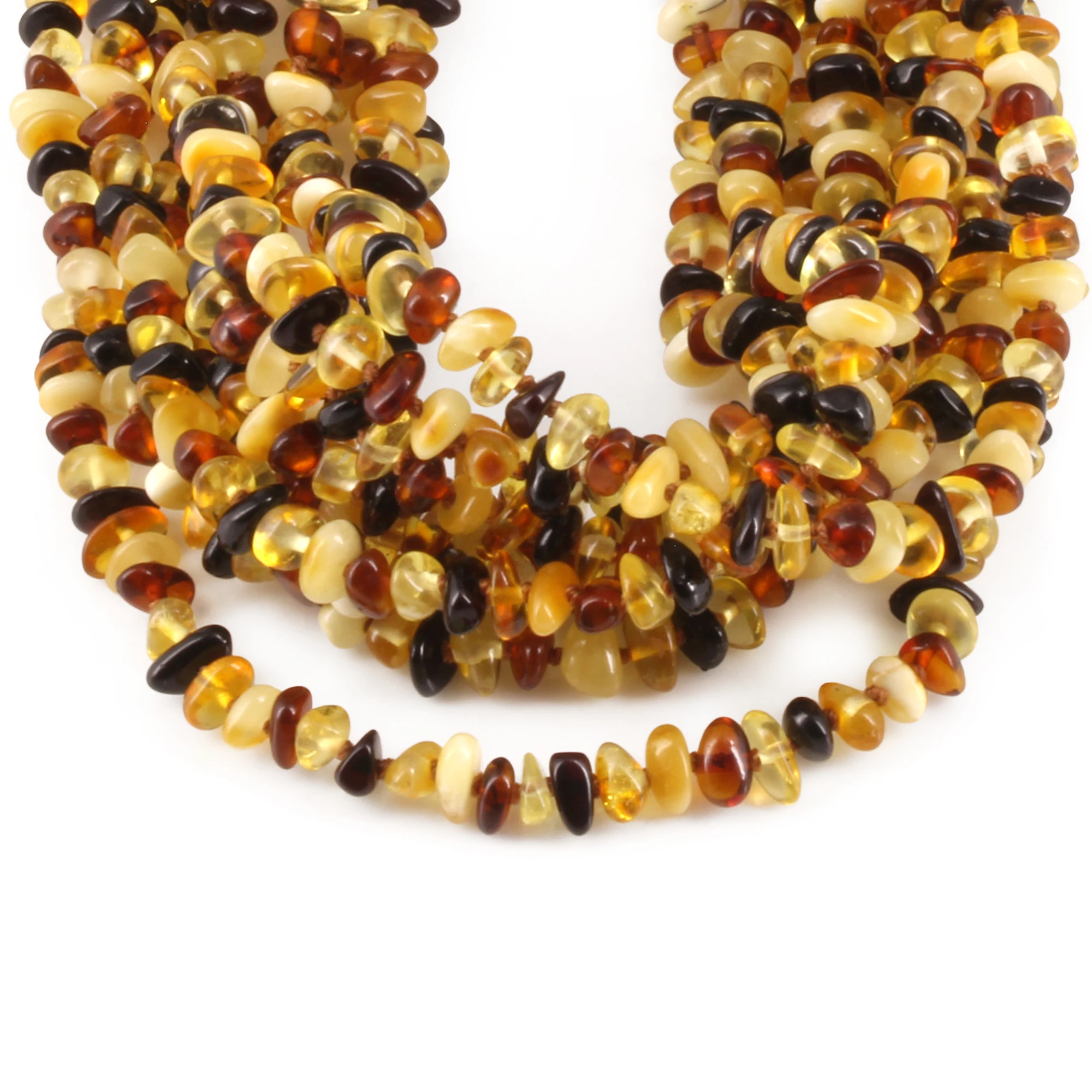 Baltic Amber Baby Teething Necklace Chips Multicolor Glossy Finish - Wholesale Lot of 10pcs - 32cm / 12.6in - CH1