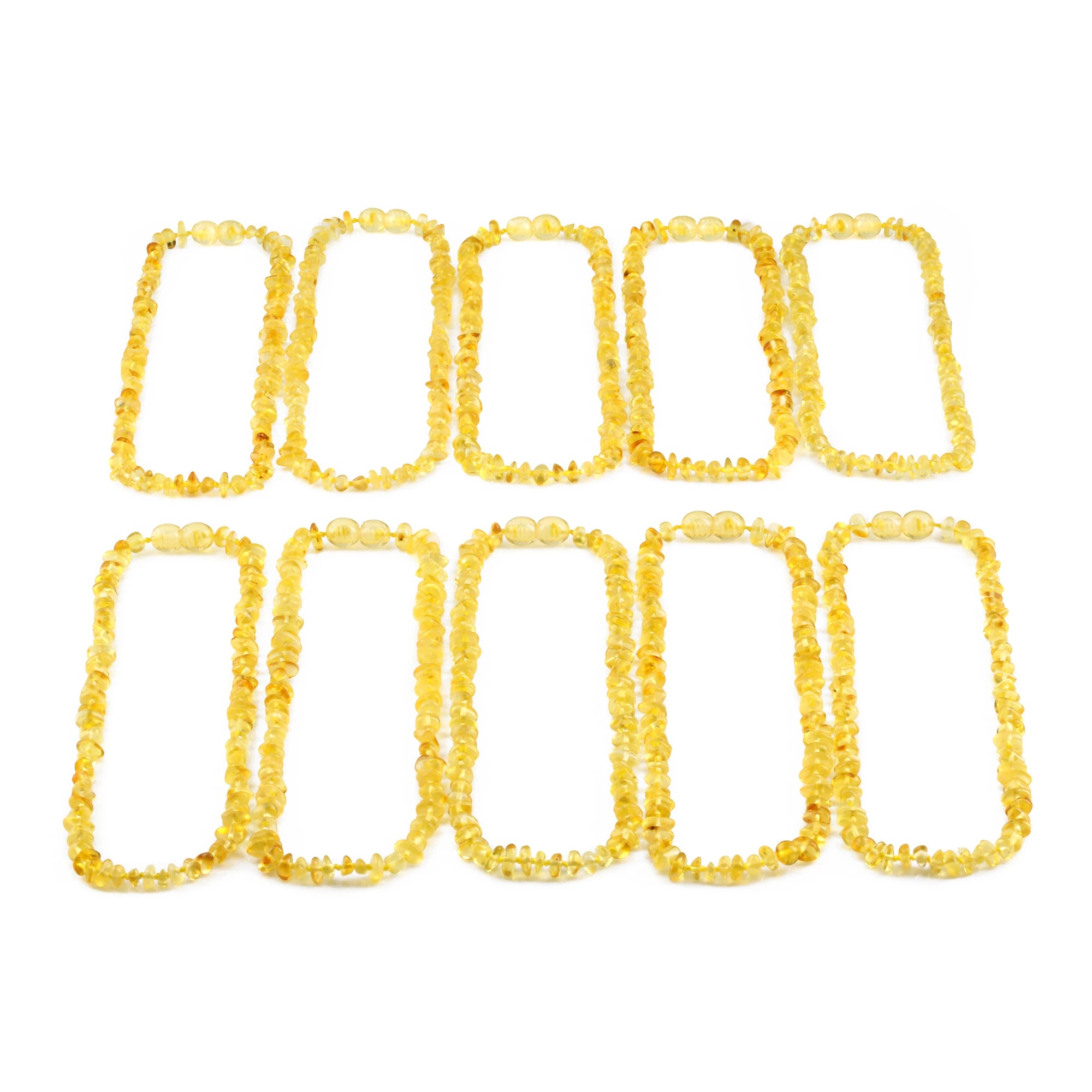 Baltic Amber Baby Teething Necklace Chips Yellow Glossy Finish - Wholesale Lot of 10pcs - 32cm / 12.6in - CH6