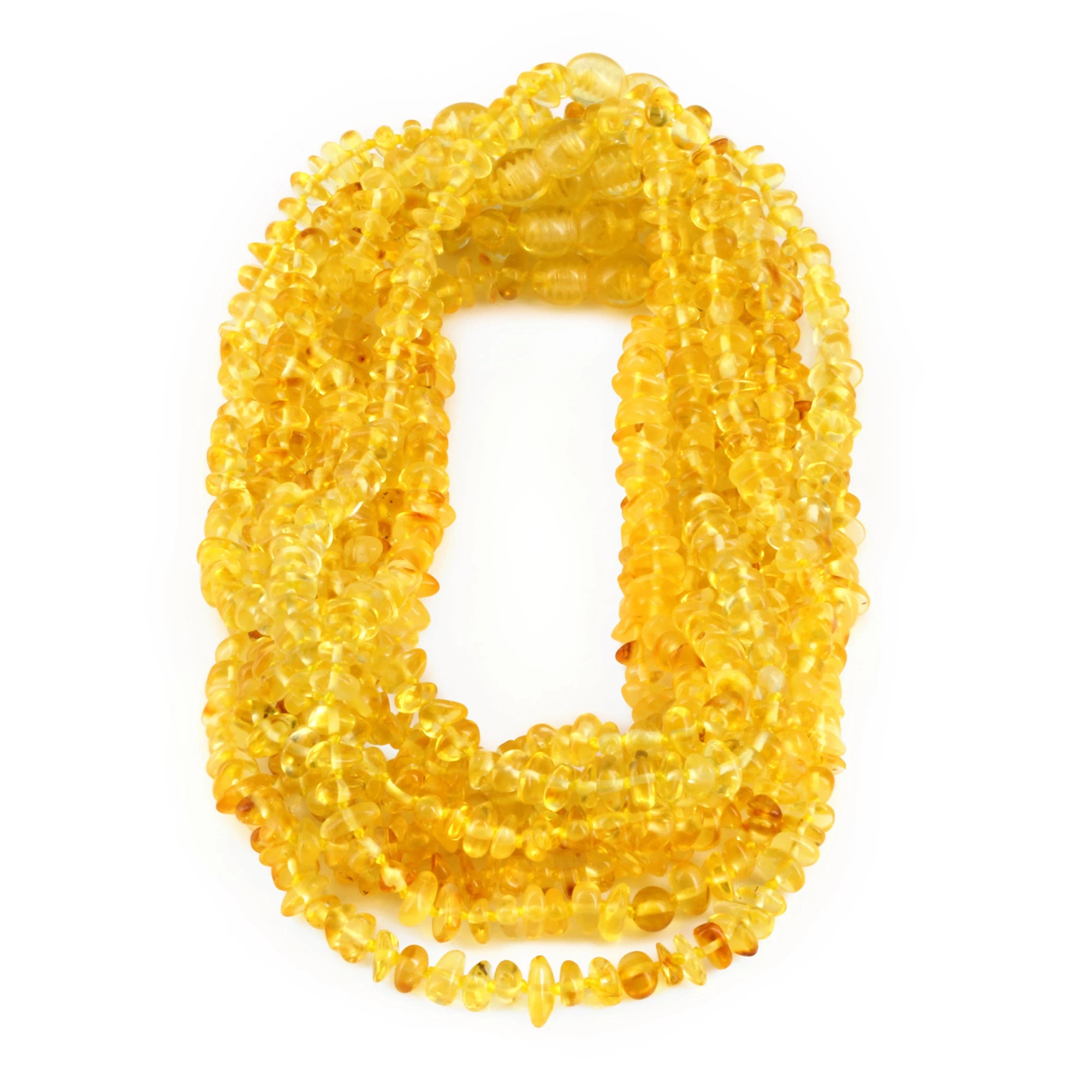 Baltic Amber Baby Teething Necklace Chips Yellow Glossy Finish - Wholesale Lot of 10pcs - 32cm / 12.6in - CH6