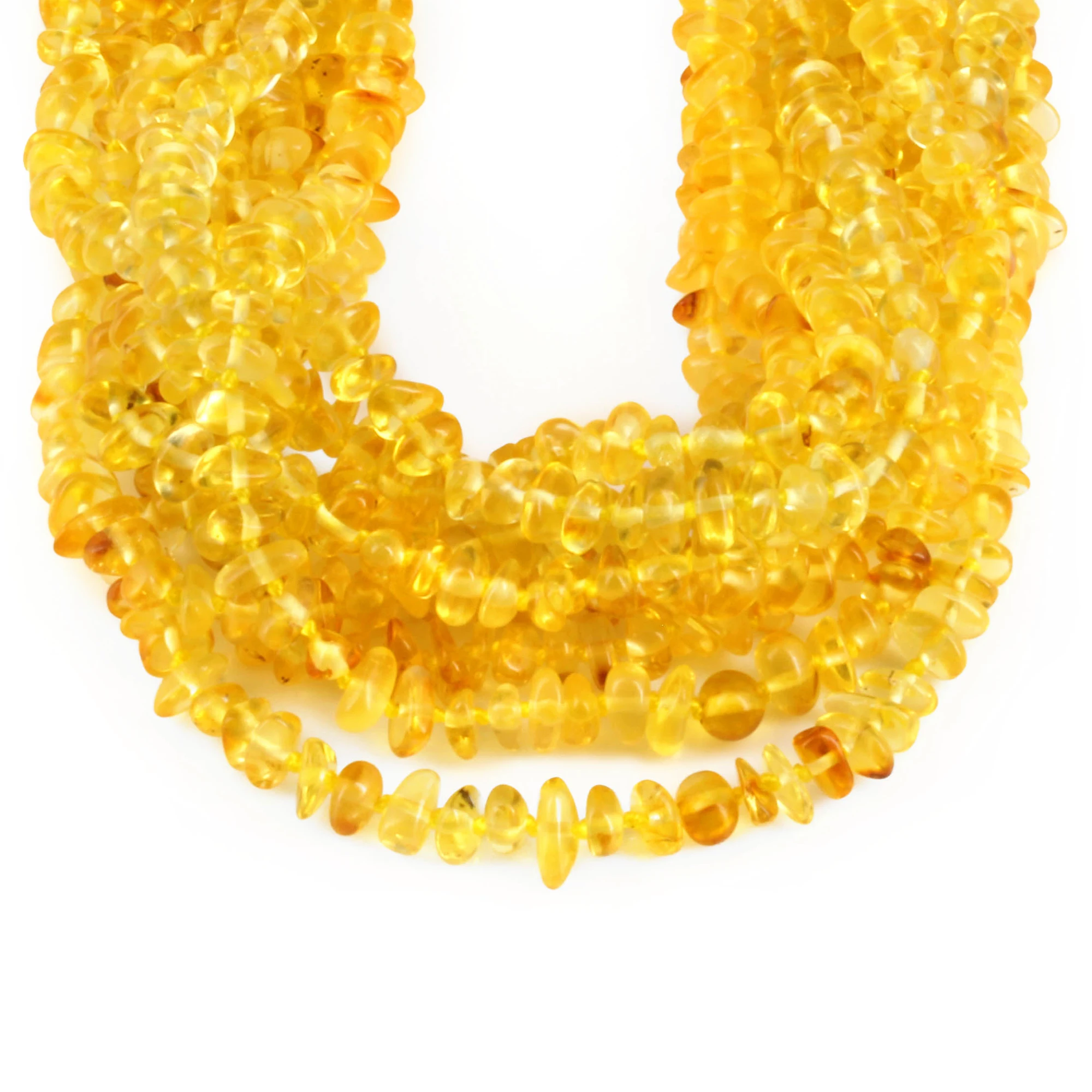 Baltic Amber Baby Teething Necklace Chips Yellow Glossy Finish - Wholesale Lot of 10pcs - 32cm / 12.6in - CH6