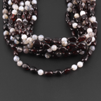 Baltic Amber & Botswana Agate Baby Teething Necklace Olive Dark Cognac Glossy Finish - Wholesale Lot of 10pcs - 32cm / 12.6in - AGL43