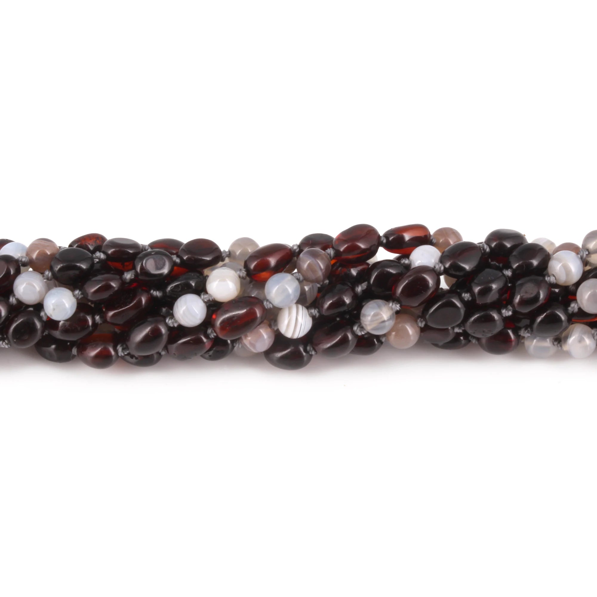 Baltic Amber & Botswana Agate Baby Teething Necklace Olive Dark Cognac Glossy Finish - Wholesale Lot of 10pcs - 32cm / 12.6in - AGL43