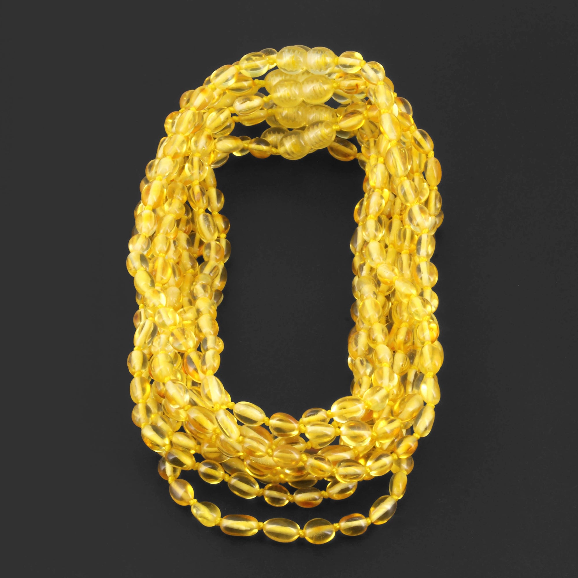 Baltic Amber Baby Teething Necklace Olive Yellow Glossy Finish - Wholesale Lot of 10pcs - 32cm / 12.6in - XO54Y
