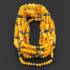 Baltic Amber, Azurite & Lapis Lazuli Baby Teething Necklace Roundel Milky Yellow Glossy Finish - Wholesale Lot of 10pcs - 32cm / 12.6in - AGL44