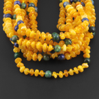 Baltic Amber, Azurite & Lapis Lazuli Baby Teething Necklace Roundel Milky Yellow Glossy Finish - Wholesale Lot of 10pcs - 32cm / 12.6in - AGL44