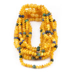 Baltic Amber, Azurite & Lapis Lazuli Baby Teething Necklace Roundel Milky Yellow Glossy Finish - Wholesale Lot of 10pcs - 32cm / 12.6in - AGL44