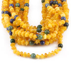 Baltic Amber, Azurite & Lapis Lazuli Baby Teething Necklace Roundel Milky Yellow Glossy Finish - Wholesale Lot of 10pcs - 32cm / 12.6in - AGL44