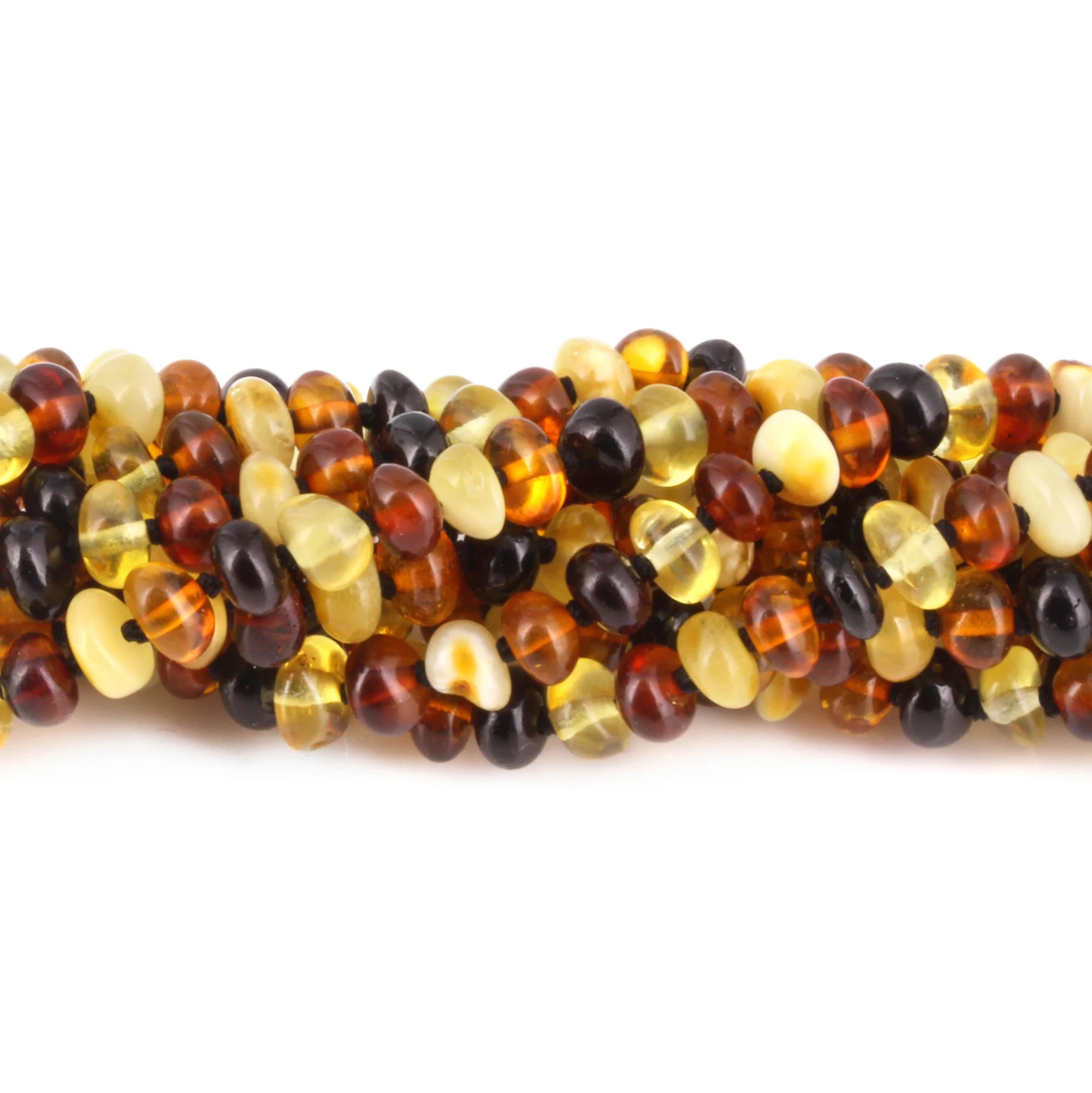 Baltic Amber Baby Teething Necklace Roundel Multicolor Glossy Finish - Wholesale Lot of 10pcs - 32cm / 12.6in - XR53M2