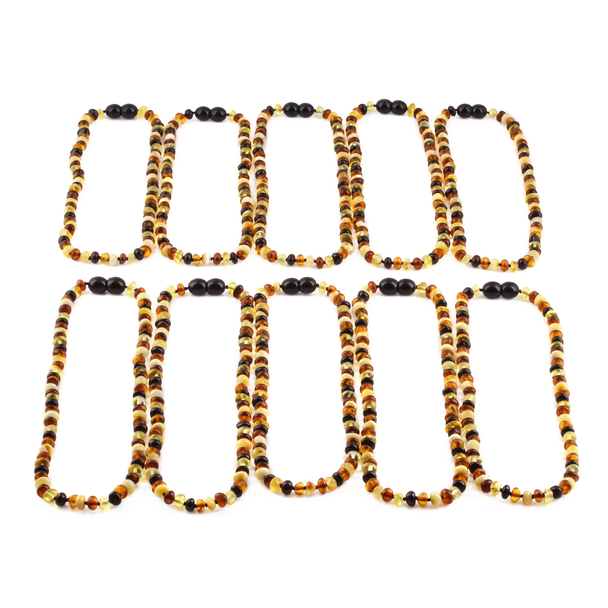 Baltic Amber Baby Teething Necklace Roundel Multicolor Glossy Finish - Wholesale Lot of 10pcs - 32cm / 12.6in - XR53M2