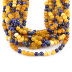 Baltic Amber & Sodalite Baby Teething Necklace Baroque Milky Glossy Finish - Wholesale Lot of 10pcs - 32cm / 12.6in - AGL45