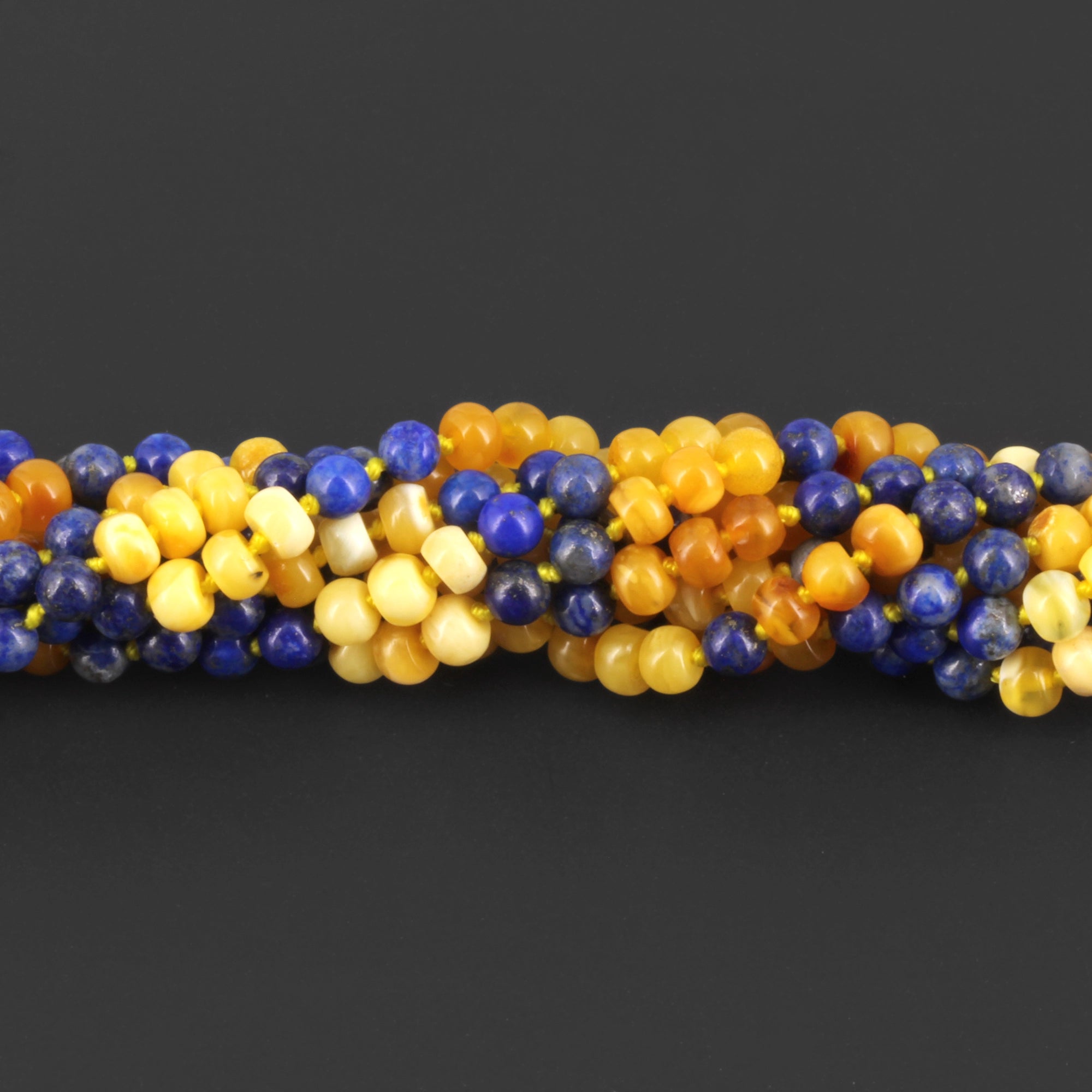 Baltic Amber & Sodalite Baby Teething Necklace Baroque Milky Glossy Finish - Wholesale Lot of 10pcs - 32cm / 12.6in - AGL45
