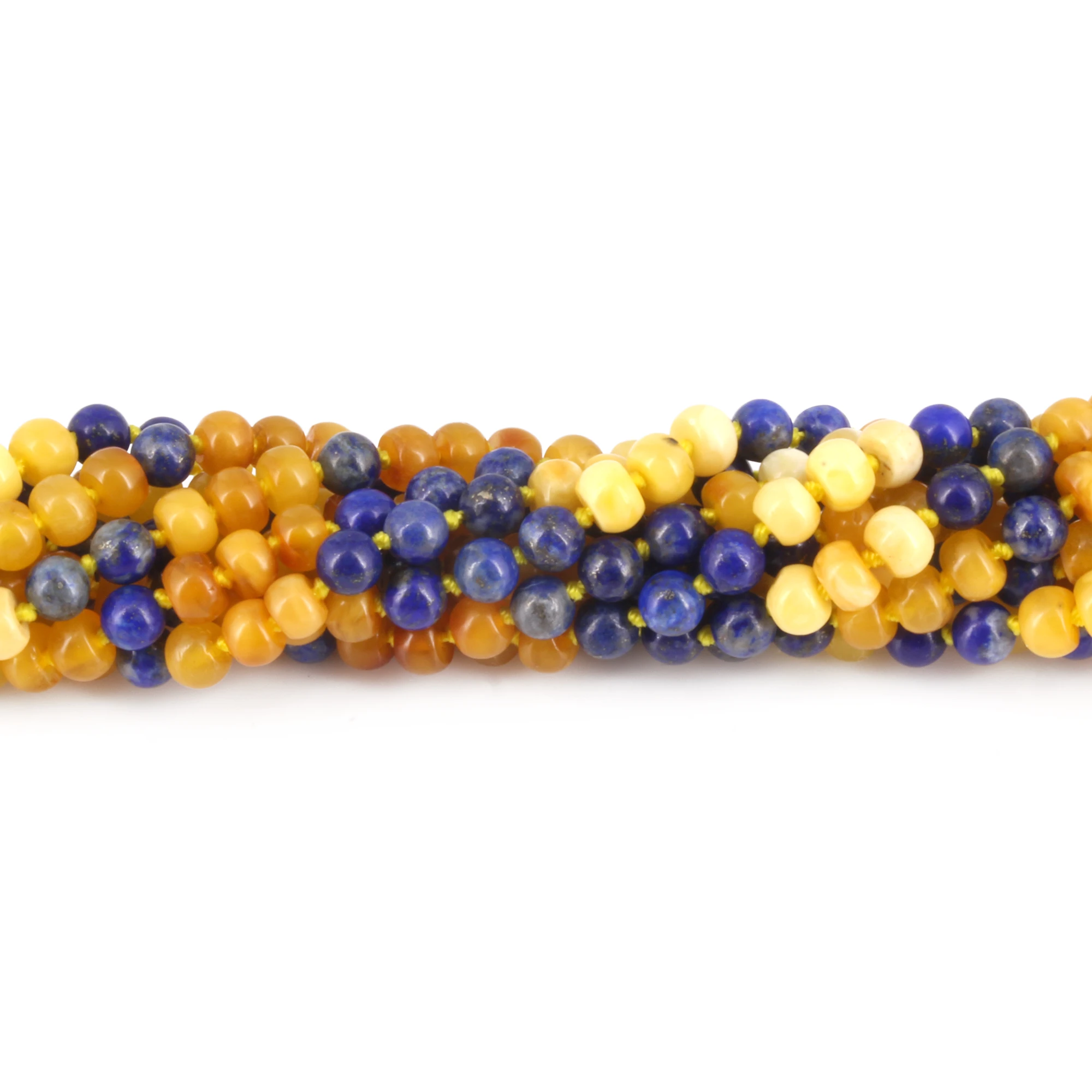 Baltic Amber & Sodalite Baby Teething Necklace Baroque Milky Glossy Finish - Wholesale Lot of 10pcs - 32cm / 12.6in - AGL45