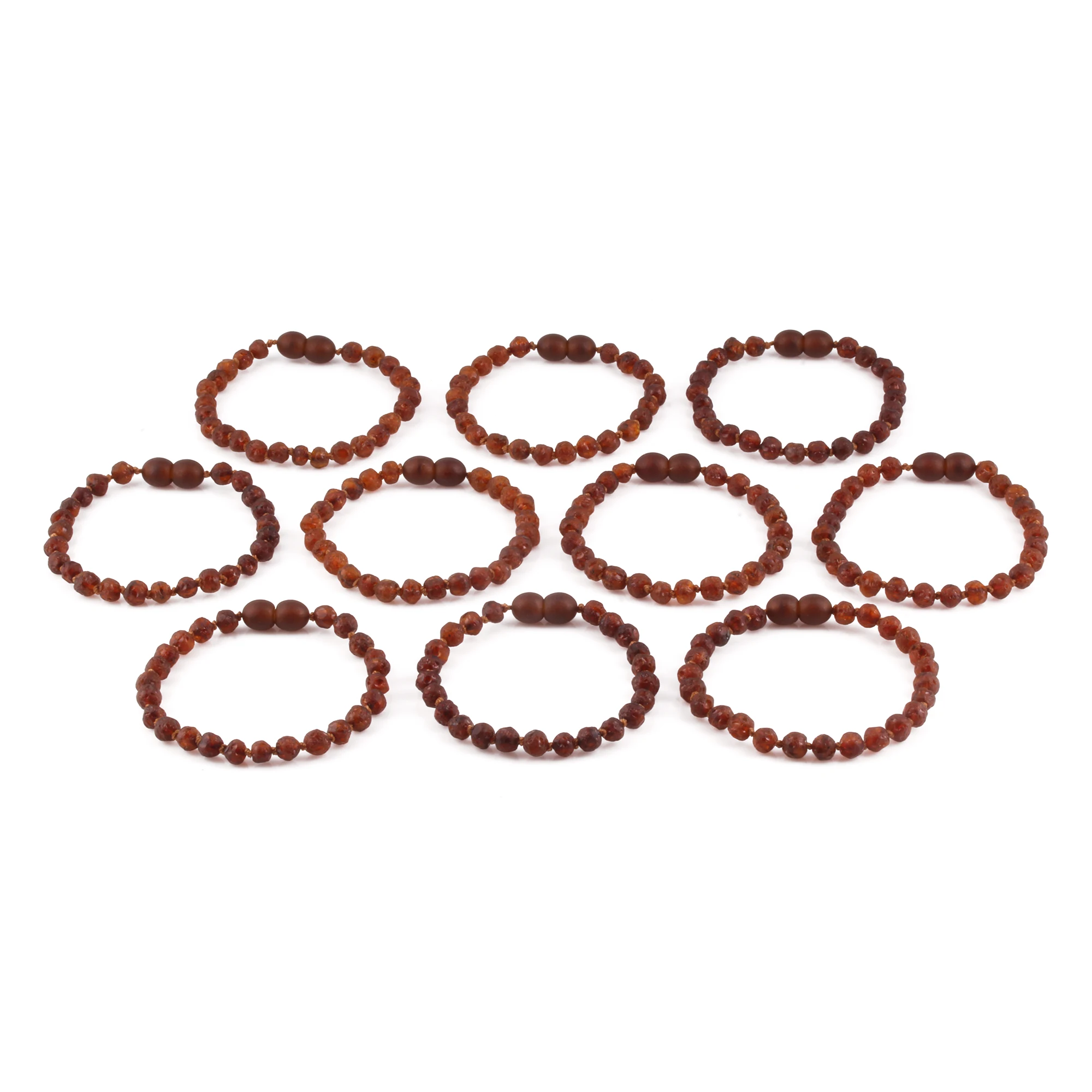 Baltic Amber Junior Bracelet Baroque Cognac Raw Finish - Wholesale Lot of 10pcs - 16cm / 6.3in - XB54C-RAW