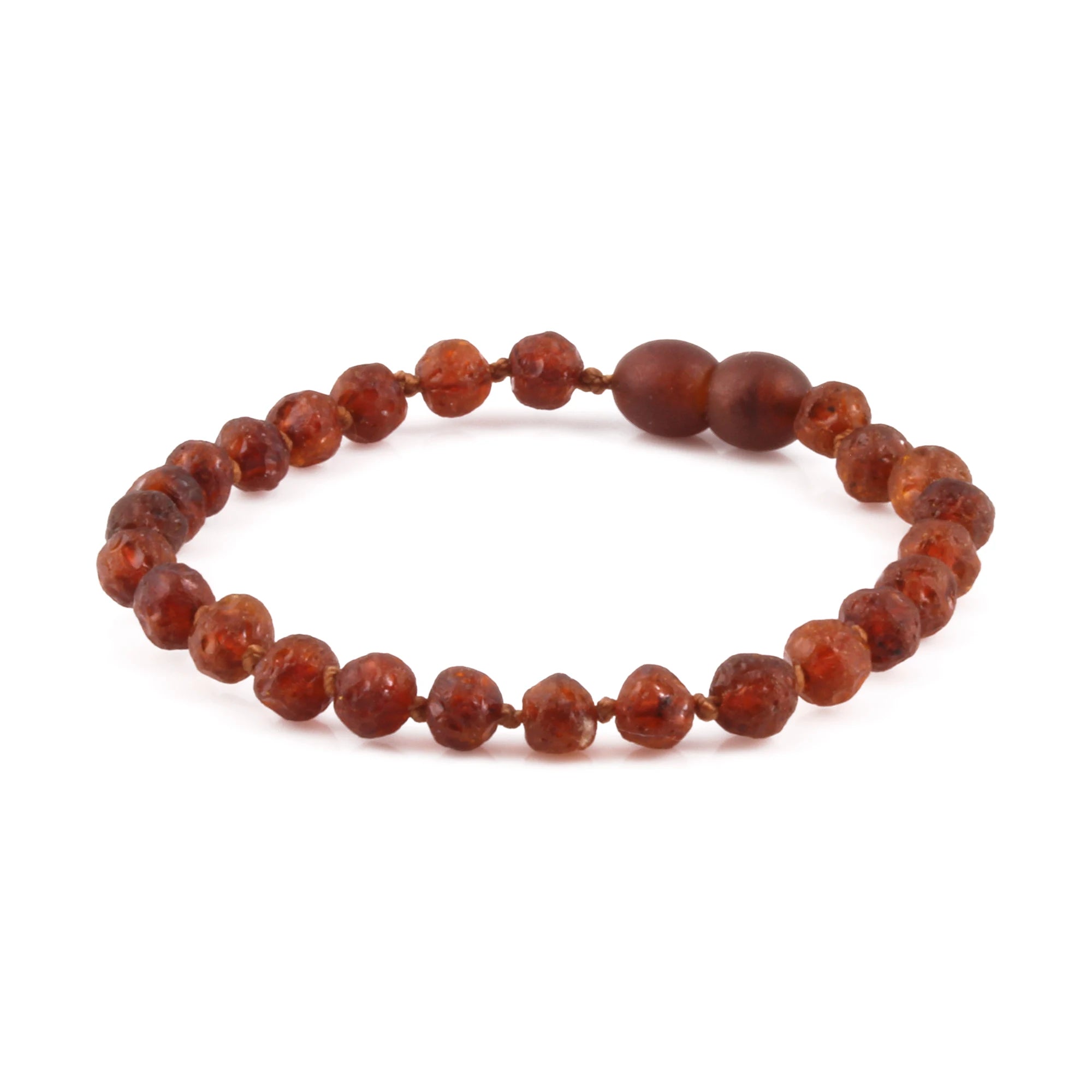 Baltic Amber Junior Bracelet Baroque Cognac Raw Finish - Wholesale Lot of 10pcs - 16cm / 6.3in - XB54C-RAW