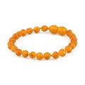 Baltic Amber Junior Bracelet Baroque Light Cognac Raw Finish - Wholesale Lot of 10pcs - 16cm / 6.3in - XB54LC-RAW