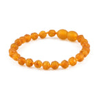 Baltic Amber Junior Bracelet Baroque Light Cognac Raw Finish - Wholesale Lot of 10pcs - 16cm / 6.3in - XB54LC-RAW