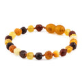 Baltic Amber Junior Bracelet Baroque Multicolor Raw Finish - Wholesale Lot of 10pcs - 16cm / 6.3in - XB54M-RAW