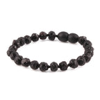 Baltic Amber Junior Bracelet Baroque Black Raw Finish - Wholesale Lot of 10pcs - 16cm / 6.3in - XB54B-RAW