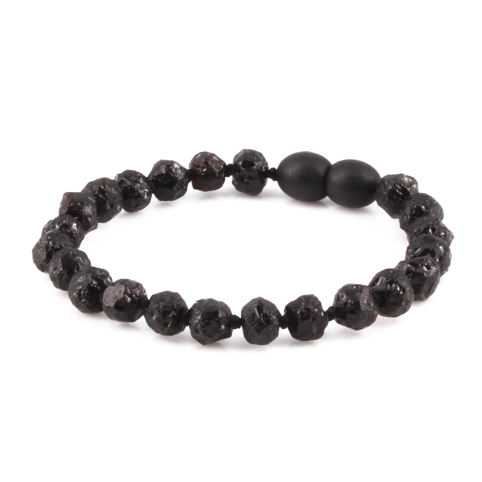 Baltic Amber Junior Bracelet Baroque Black Raw Finish - Wholesale Lot of 10pcs - 16cm / 6.3in - XB54B-RAW