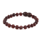 Baltic Amber Junior Bracelet Baroque Dark Cognac Raw Finish - Wholesale Lot of 10pcs - 16cm / 6.3in - XB54DC-RAW