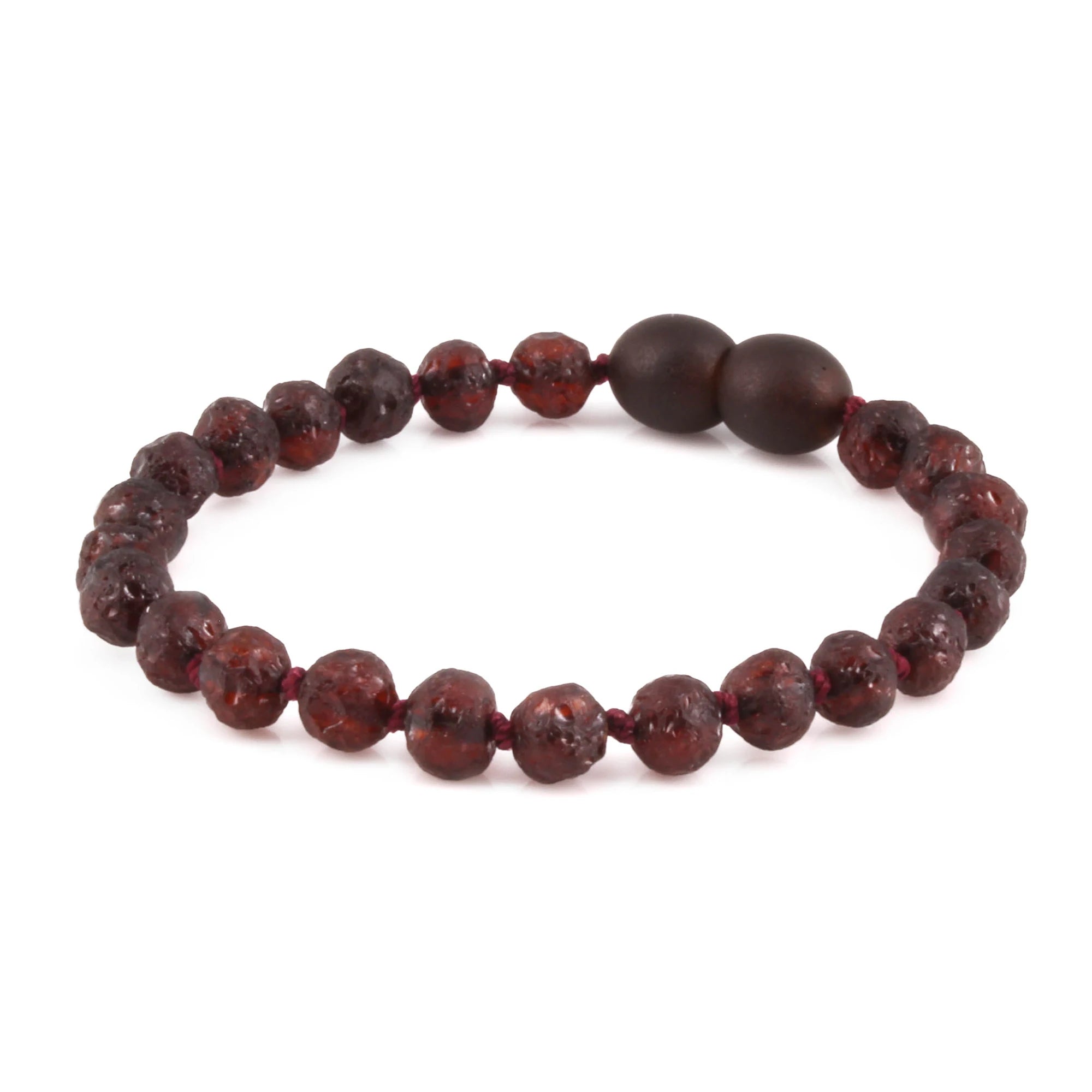 Baltic Amber Junior Bracelet Baroque Dark Cognac Raw Finish - Wholesale Lot of 10pcs - 16cm / 6.3in - XB54DC-RAW