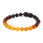 Baltic Amber Junior Bracelet Baroque Rainbow Raw Finish - Wholesale Lot of 10pcs - 16cm / 6.3in - XB54R2-RAW