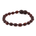 Baltic Amber Junior Bracelet Olive Dark Cognac Matte Finish - Wholesale Lot of 10pcs - 16cm / 6.3in - XO54DCM