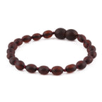 Baltic Amber Junior Bracelet Olive Dark Cognac Matte Finish - Wholesale Lot of 10pcs - 16cm / 6.3in - XO54DCM