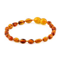 Baltic Amber Junior Bracelet Olive Light Cognac Glossy Finish - Wholesale Lot of 10pcs - 16cm / 6.3in - XO54LC