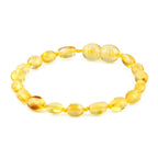 Baltic Amber Junior Bracelet Olive Yellow Glossy Finish - Wholesale Lot of 10pcs - 16cm / 6.3in - XO54Y