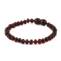 Baltic Amber Junior Bracelet Roundel Dark Cognac Glossy Finish - Wholesale Lot of 10pcs - 16cm / 6.3in - XR53DC