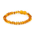 Baltic Amber Junior Bracelet Roundel Light Cognac Glossy Finish - Wholesale Lot of 10pcs - 16cm / 6.3in - XR53LC