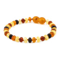 Baltic Amber Junior Bracelet Roundel Multicolor Matte Finish - Wholesale Lot of 10pcs - 16cm / 6.3in - XR53MM