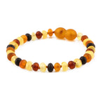 Baltic Amber Junior Bracelet Roundel Multicolor Matte Finish - Wholesale Lot of 10pcs - 16cm / 6.3in - XR53MM